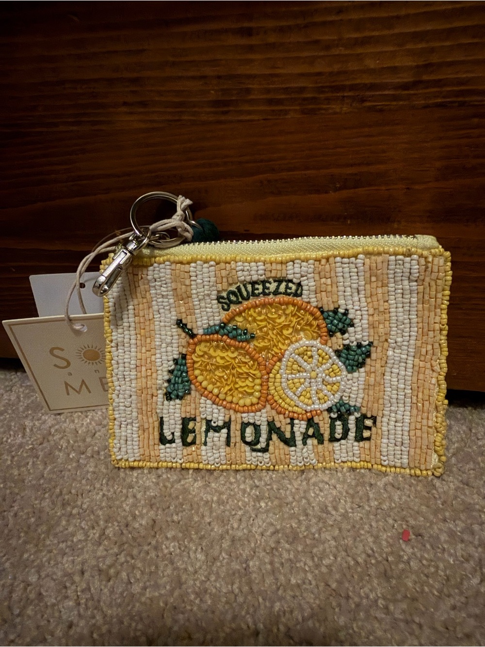 Beaded Lemonade Coin Pouch - Yellow